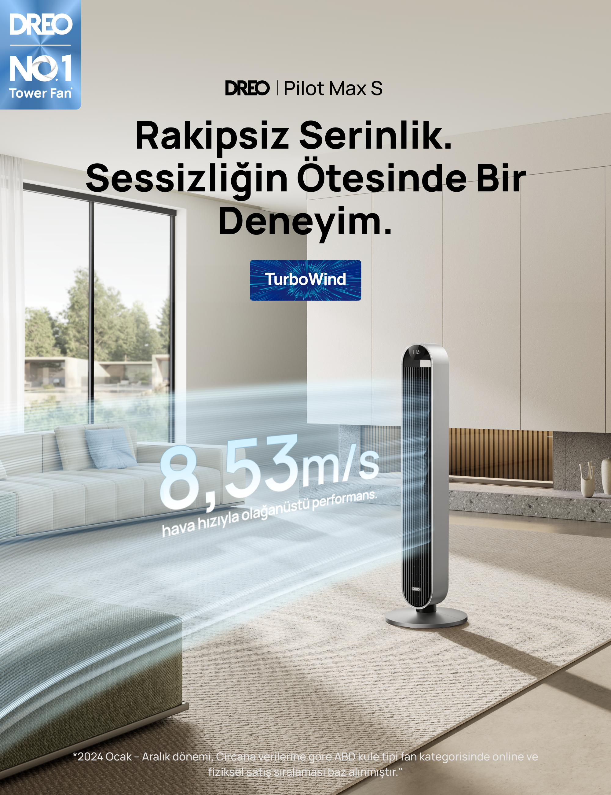 Pilot Max S Akıllı Kule Vantilatör