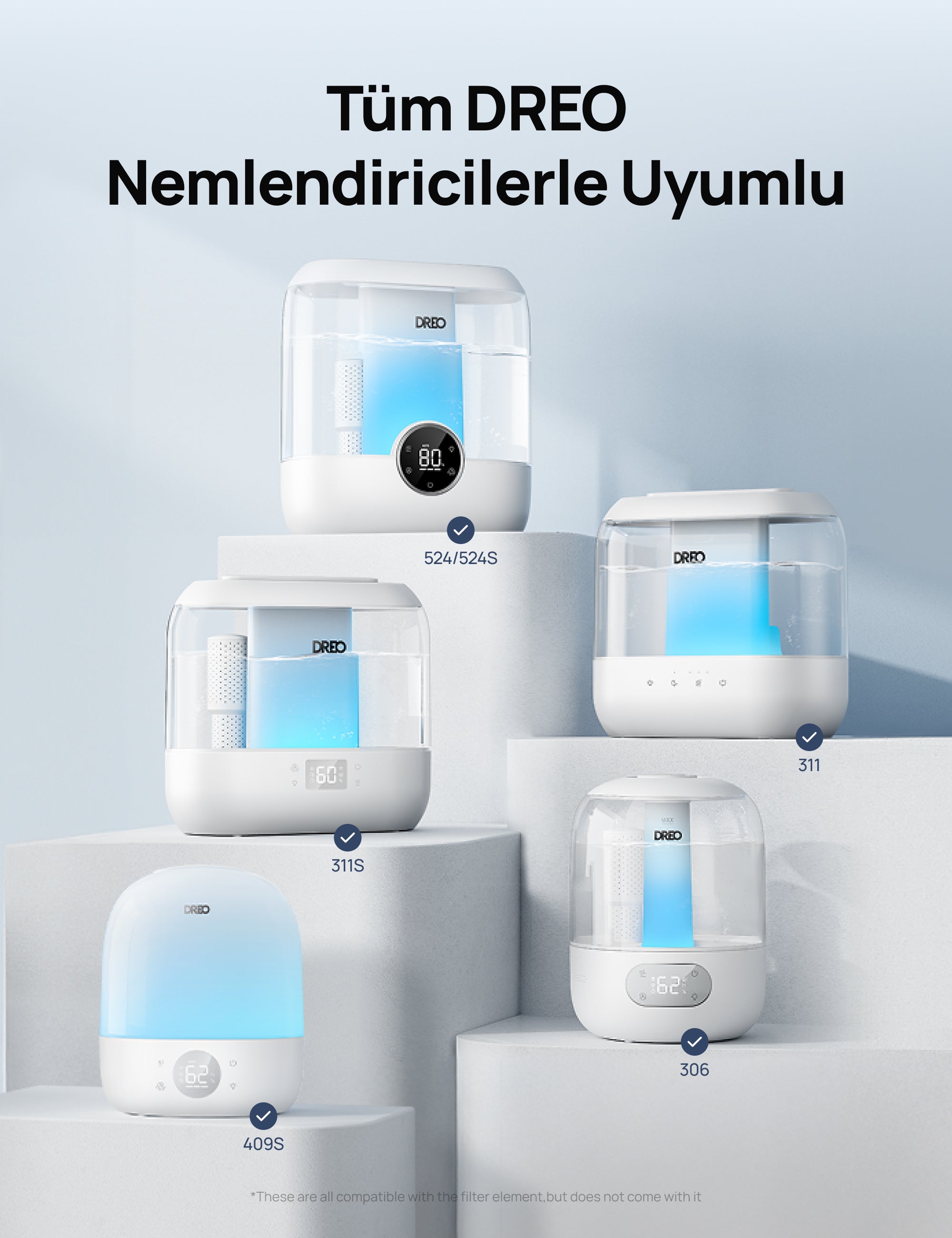 Dreo Nemlendirici Kireç Önleyici Filtre – 3’lü Paket
